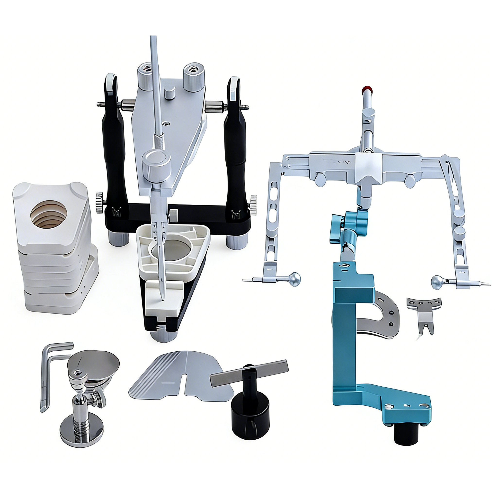 CL-3303 Semi Adjustable Professional Dental Lab Articulador with Facebow, Transfer Stand & T-Type Support Frame Kit image 2