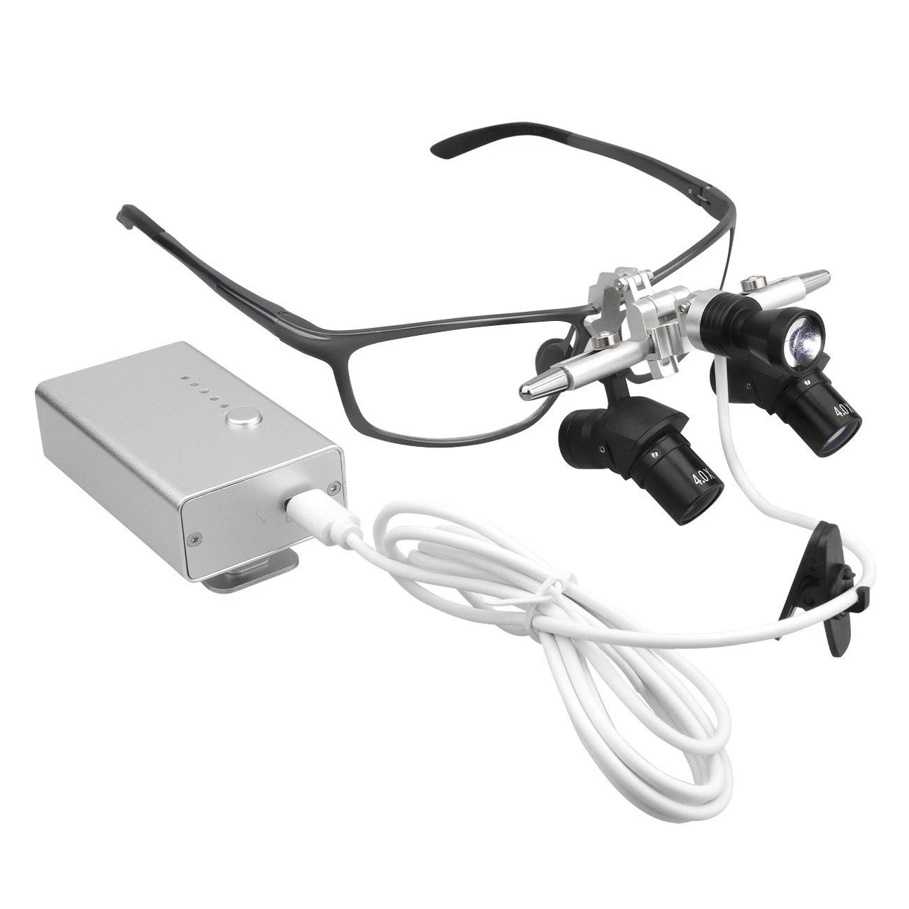 4.0X/ 5.0X/6.0X 350-450mm Flip-Up Ergonomic Professional Dental 48° Ergo Loupe with 5W LED Headlight image 2