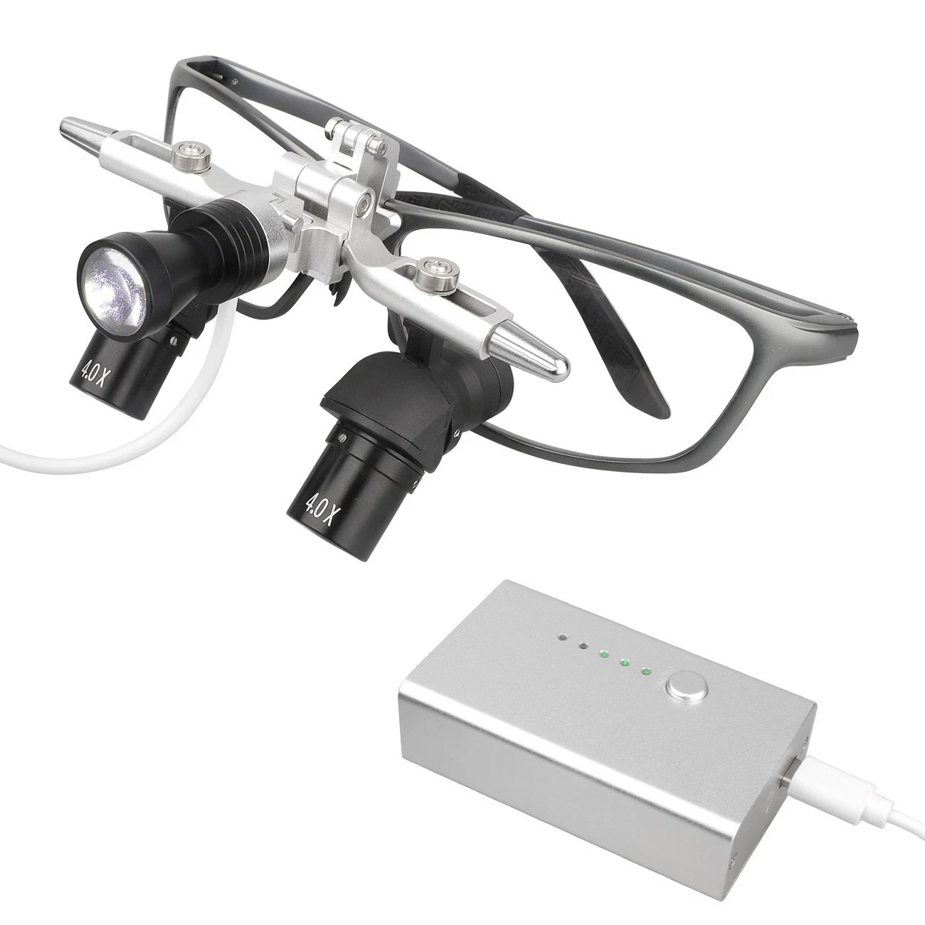 4.0X/ 5.0X/6.0X 350-450mm Flip-Up Ergonomic Professional Dental 48° Ergo Loupe with 5W LED Headlight image 3