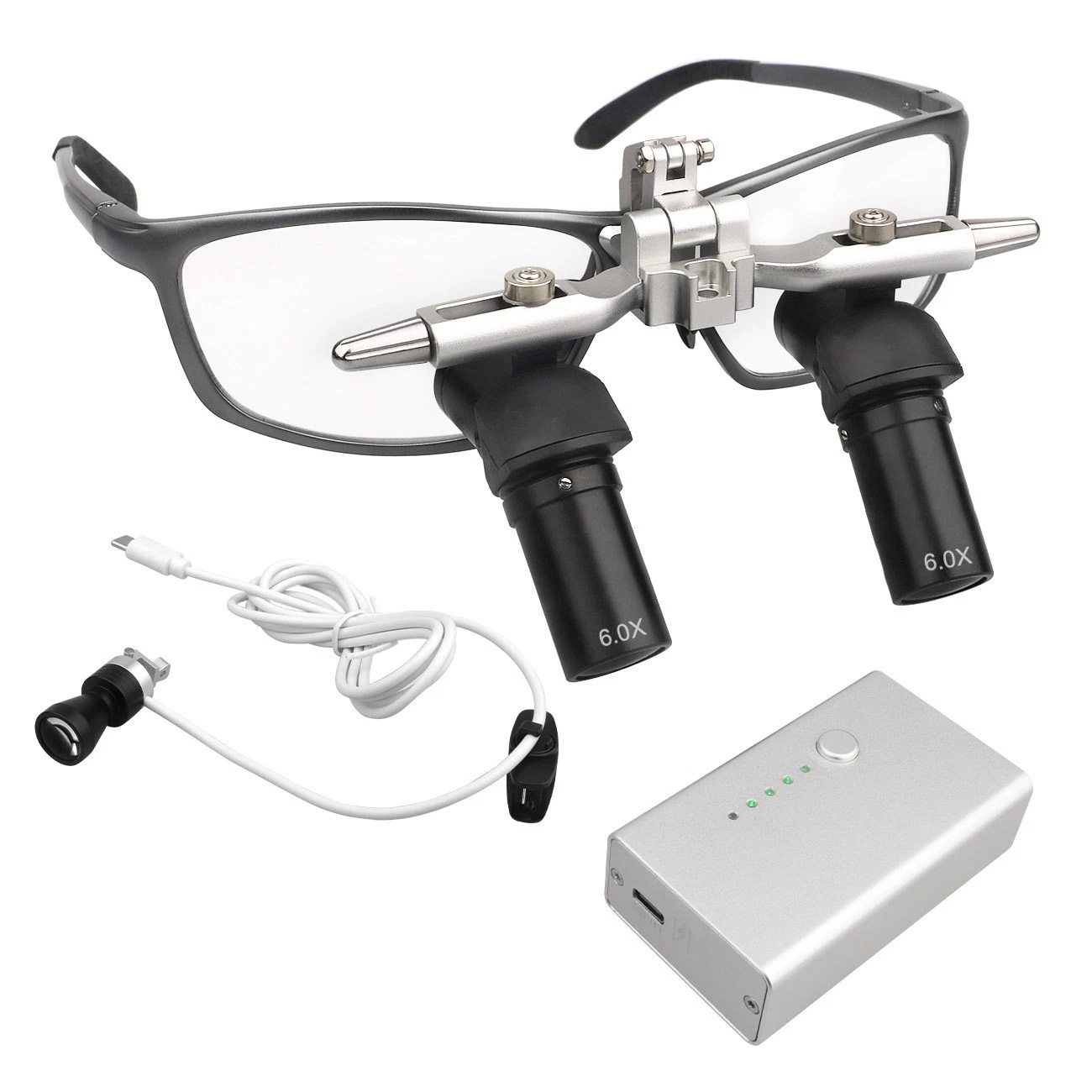 4.0X/ 5.0X/6.0X 350-450mm Flip-Up Ergonomic Professional Dental 48° Ergo Loupe with 5W LED Headlight image 5