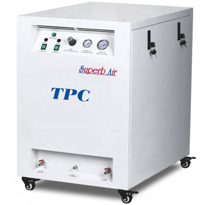 TPC Mobile Professional Dental Air Compressor with Metal Cabinet image 2