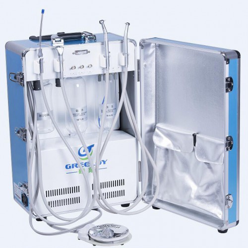 GREELOY Portable Dental Unit with Air Compressor GU-P204 and Triplex Syringe image 1