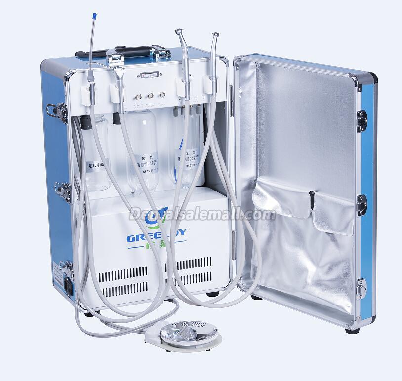 GREELOY Portable Dental Unit with Air Compressor GU-P204 and Triplex Syringe image 3