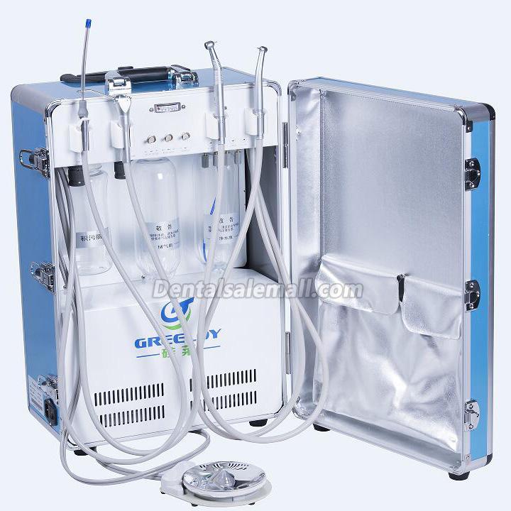 GREELOY Portable Dental Unit with Air Compressor GU-P204 and Triplex Syringe image 2