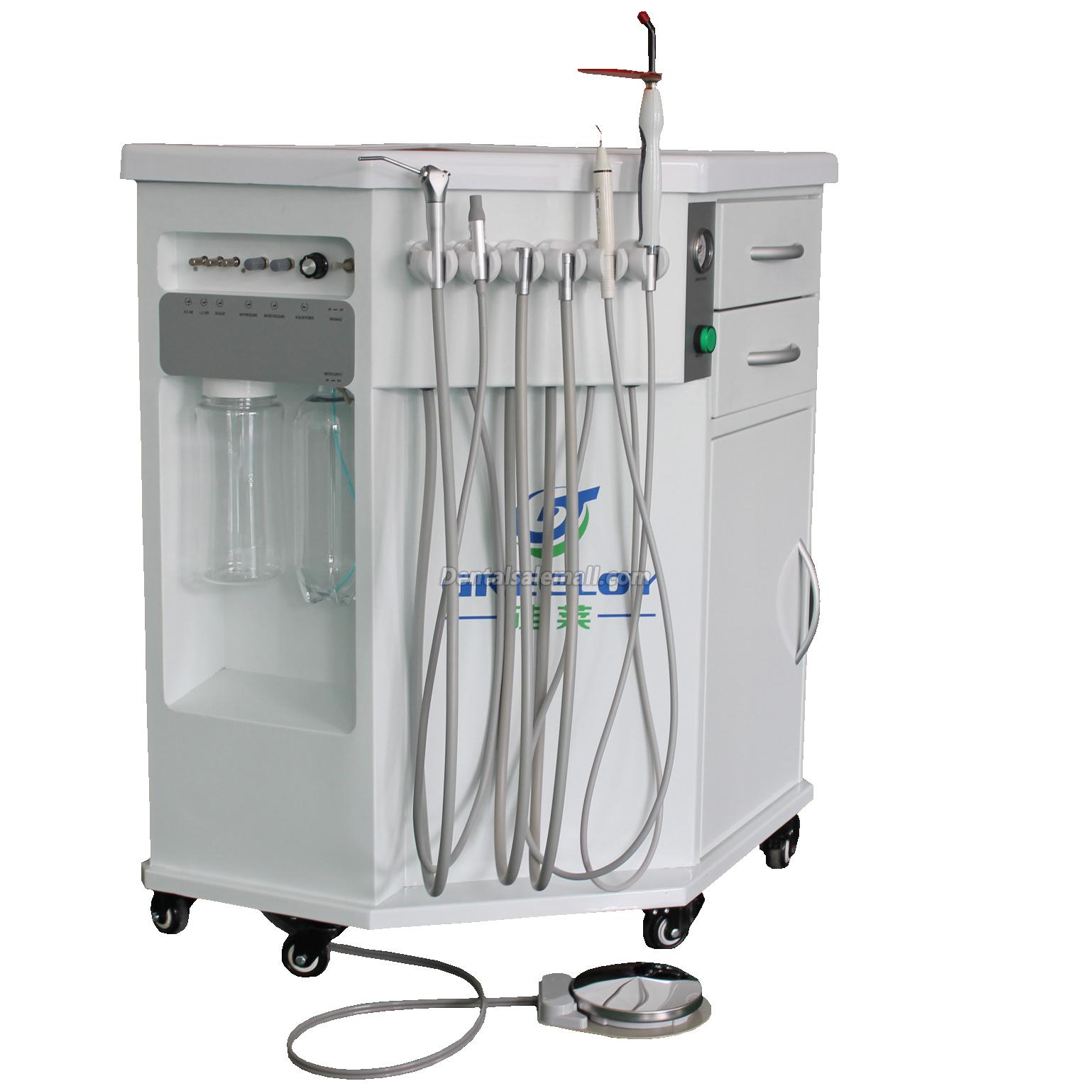GREELOY® GU-P212 Mobile Dental Delivery Cart Unit Cabine Style with Compressor, Curing Light, and Ultrasonic Scaler image 2