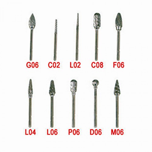 10-Piece Dental Tungsten Carbide Burs