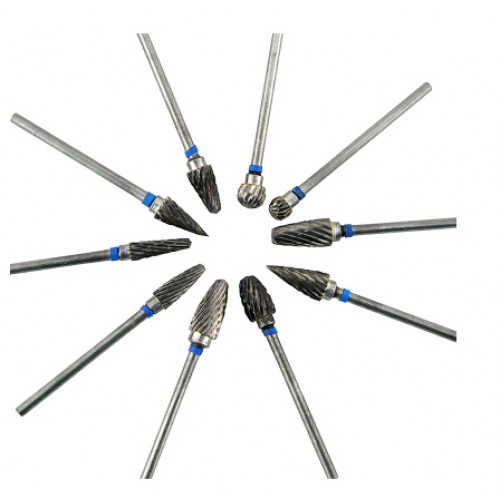 10-Piece Tungsten Steel Dental Burs Lab Tooth Drill for Handpiece Polisher