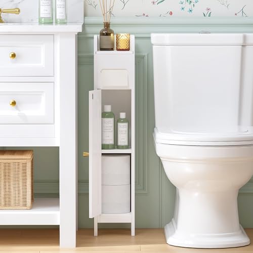 Small Bathroom Storage Cabinet with Toilet Paper Holder