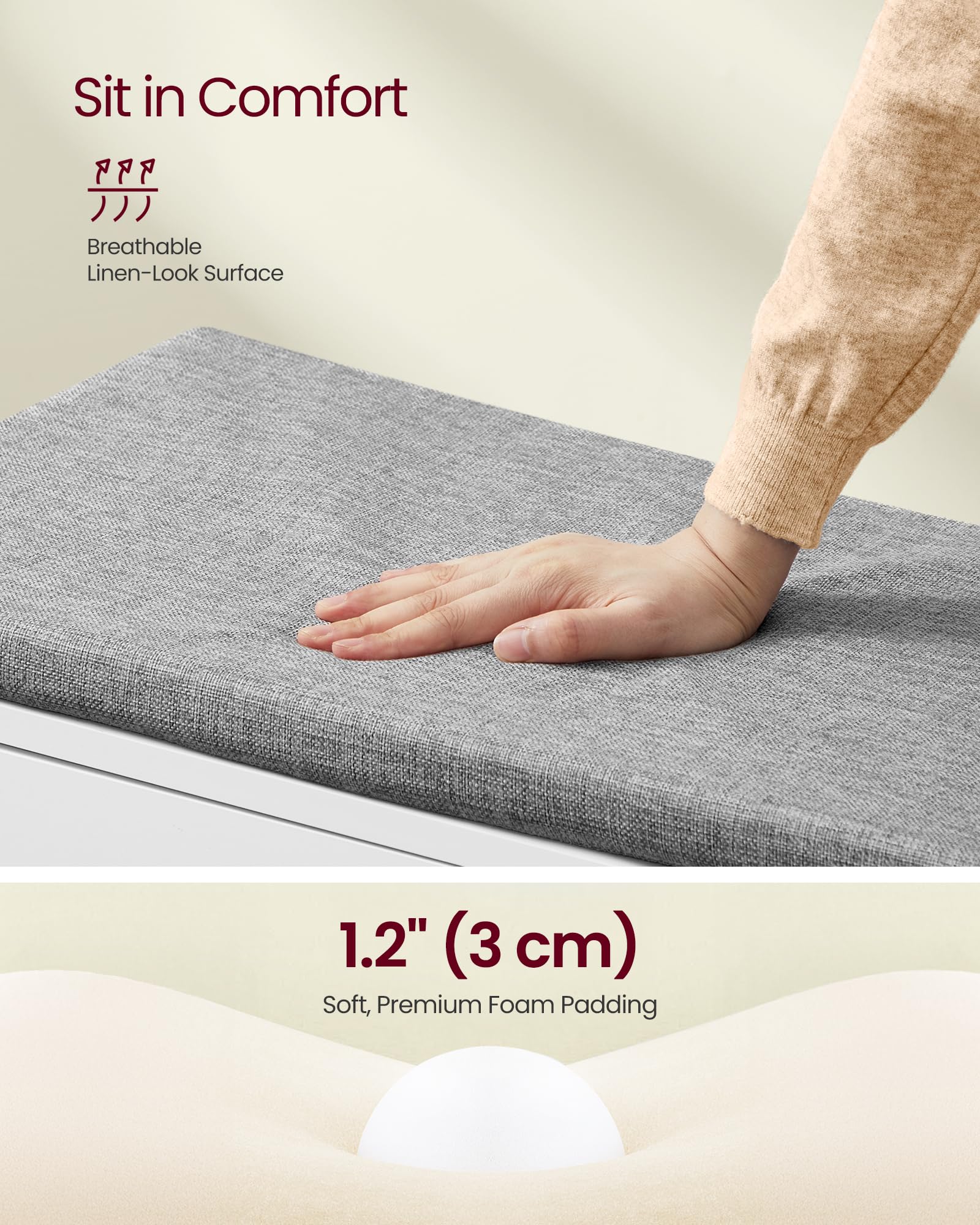 3-Tier Shoe Storage Bench with Cushion