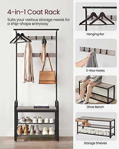 Coat Rack, Hall Tree with Shoe Bench