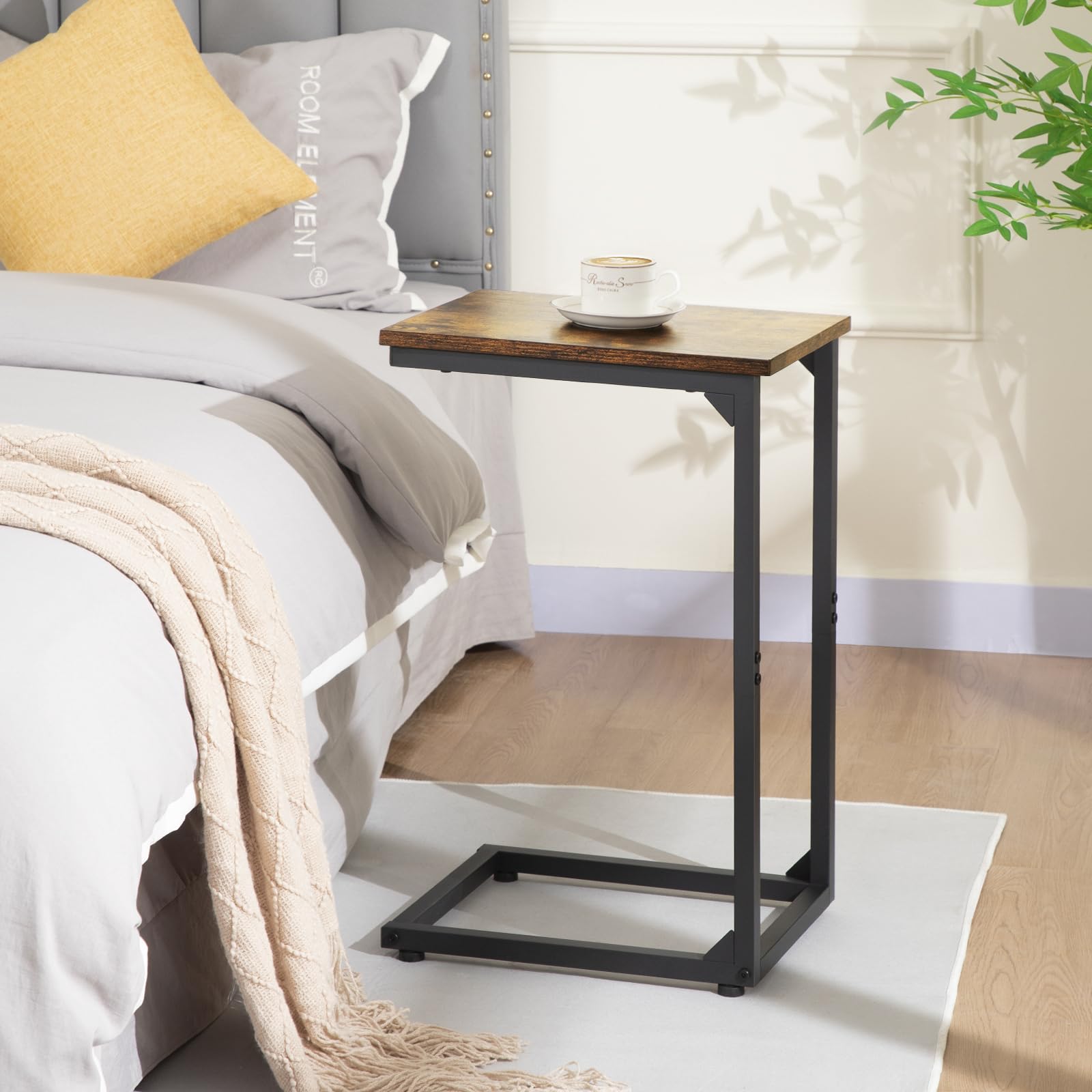 Shaped End Table Set of 2, Couch Side Table