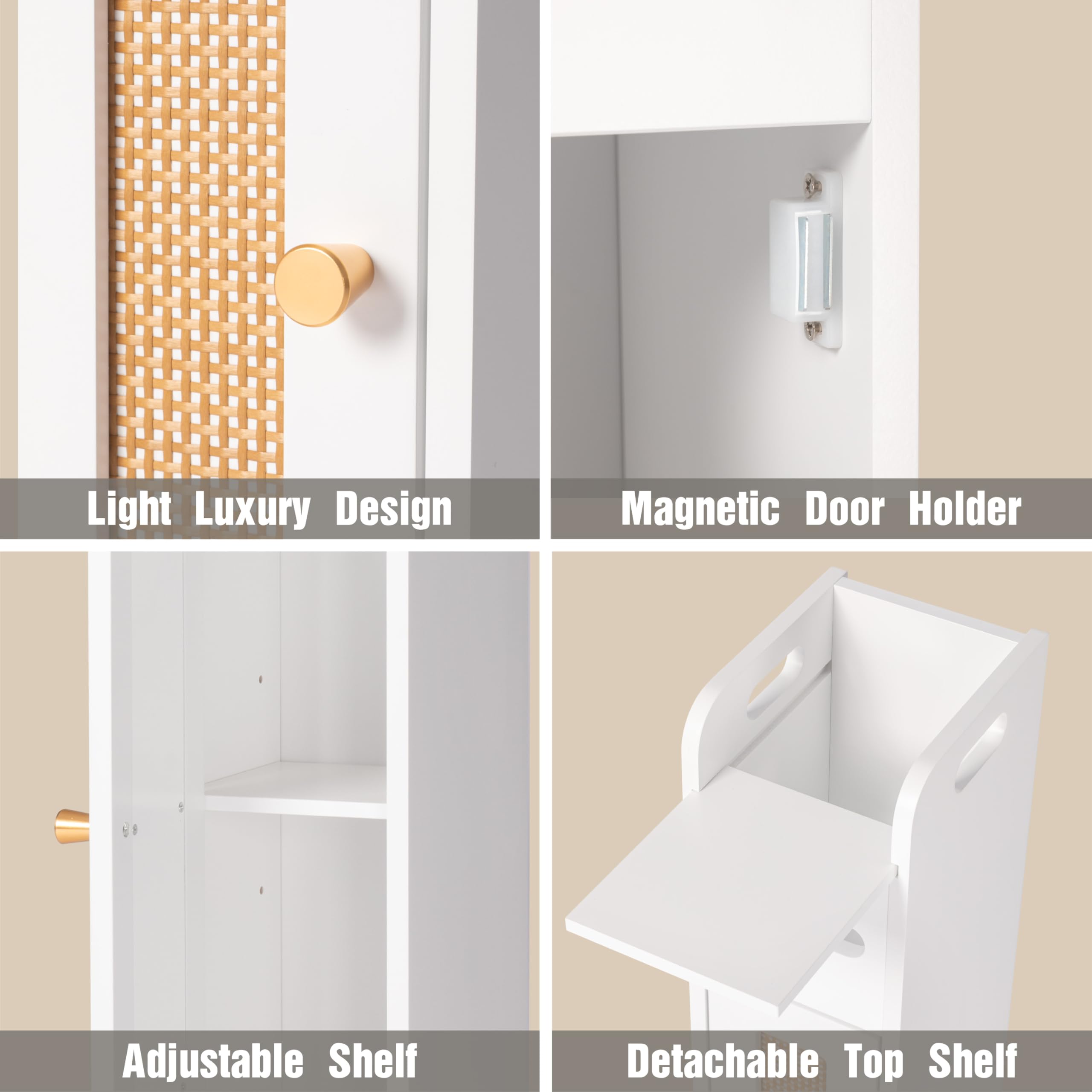 Small Bathroom Storage Cabinet with Toilet Paper Holder