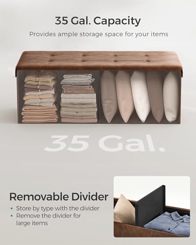 Storage Ottoman Bench, 43.3 Inches Folding Foot Rest Stool