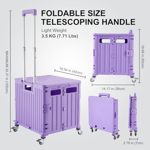 Foldable Utility Cart Folding Portable Rolling Crate Handcart