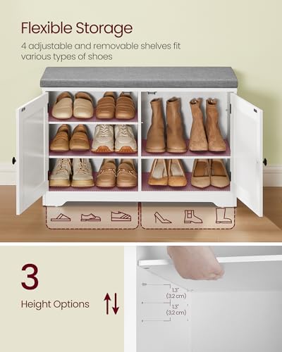 3-Tier Shoe Storage Bench with Cushion