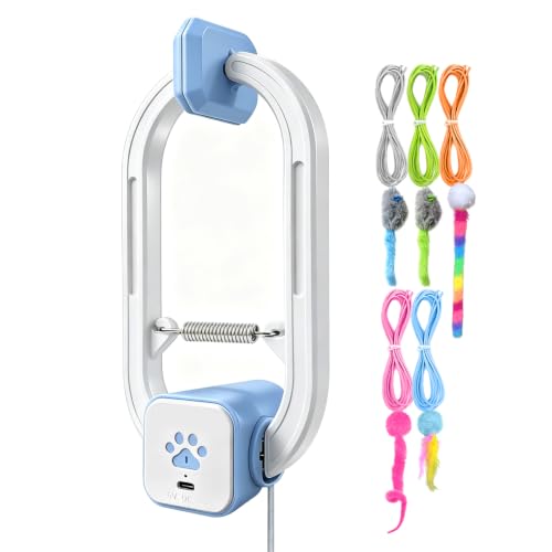 Interactive Cat Toy, Flapping Bird & Rotating Feather Teaser for Indoor Cats, Hanging Doorway Cat Toys with Fishing Pole for Exercise, Boredom Relief & Fun Games