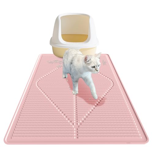 Mofason Silicone Cat Litter Mat XXL - Pink Extra Large Cat Litter Box mat