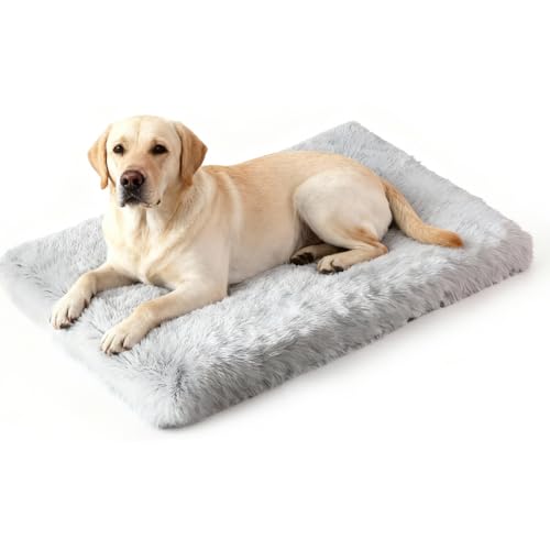 Orthopedic Memory Foam Dog Bed Large Size Crate Pad 41 x 27 Inch Gray