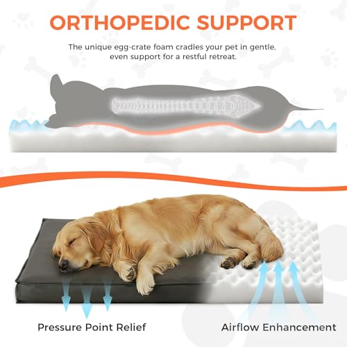 Outdoor Dog Bed Extra Large Sized Dog, Waterproof, 44x32x3.5 Inch