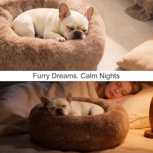 Donut Dog Bed for Medium Dogs Calming Round Washable Medium Sized Dog Bed