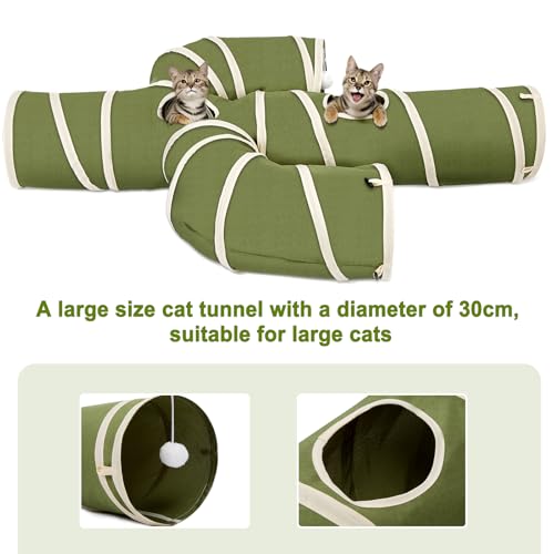 Ownpets Cactus Cat Tunnel 12" with Peek Holes for Indoor Large Cat, Green