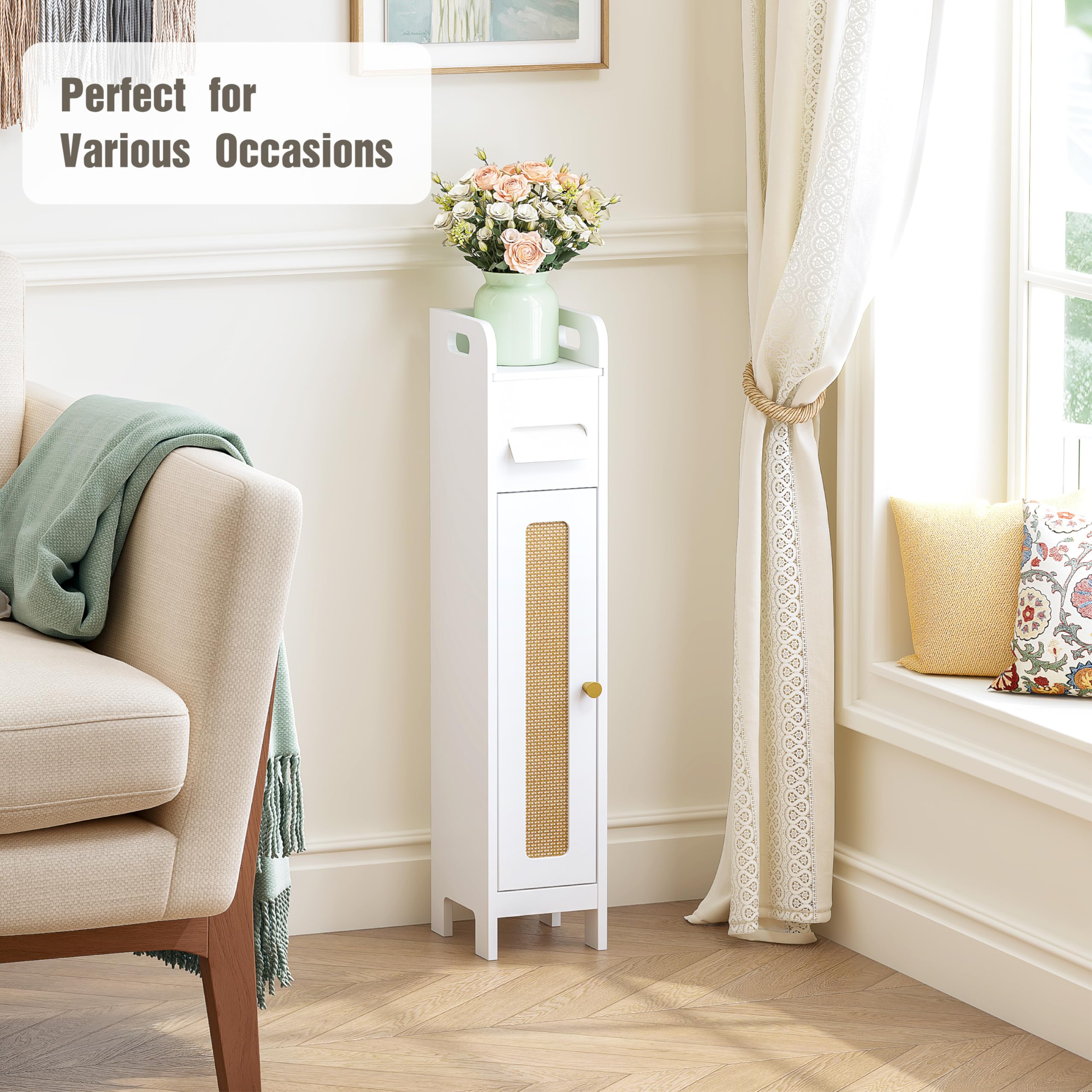 Small Bathroom Storage Cabinet with Toilet Paper Holder