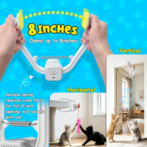 Interactive Cat Toy, Flapping Bird & Rotating Feather Teaser for Indoor Cats, Hanging Doorway Cat Toys with Fishing Pole for Exercise, Boredom Relief & Fun Games