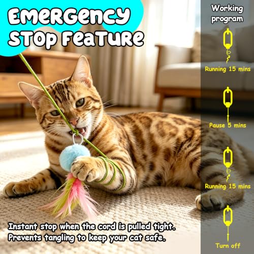 Interactive Cat Toy, Flapping Bird & Rotating Feather Teaser for Indoor Cats, Hanging Doorway Cat Toys with Fishing Pole for Exercise, Boredom Relief & Fun Games