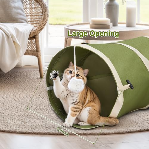 Ownpets Cactus Cat Tunnel 12" with Peek Holes for Indoor Large Cat, Green
