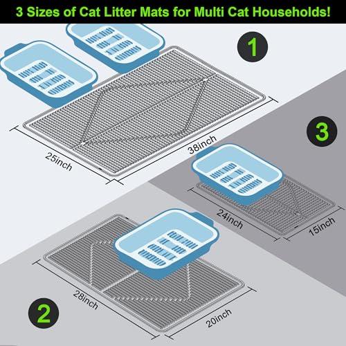Mofason Rubber Large Cat Litter Mat, Grey Silicone Kitty Cat Litter Box Mat