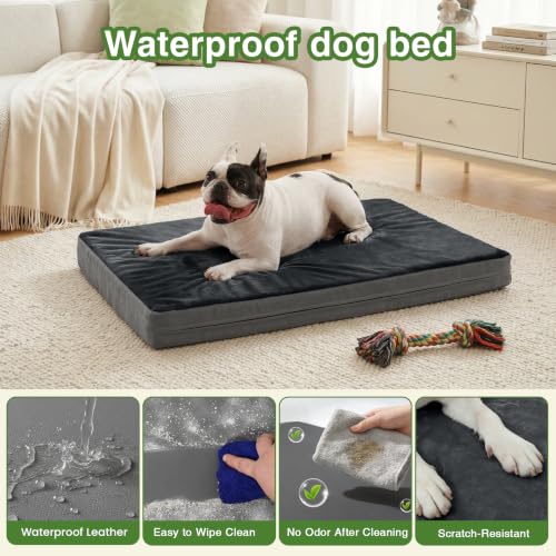 Waterproof Small Dog Bed Crate Pad 24", Washable Orthopedic Puppy Cat Mat