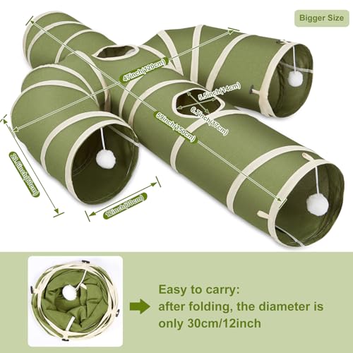 Ownpets Cactus Cat Tunnel 12" with Peek Holes for Indoor Large Cat, Green
