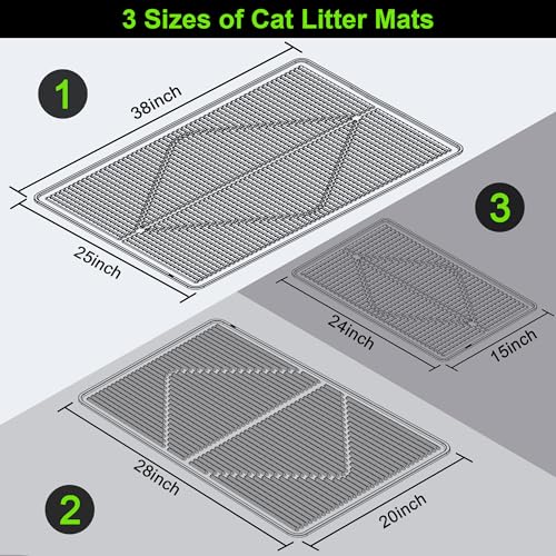 Mofason Silicone Cat Litter Mat XXL, Black Extra Large Litter Matt for Cat
