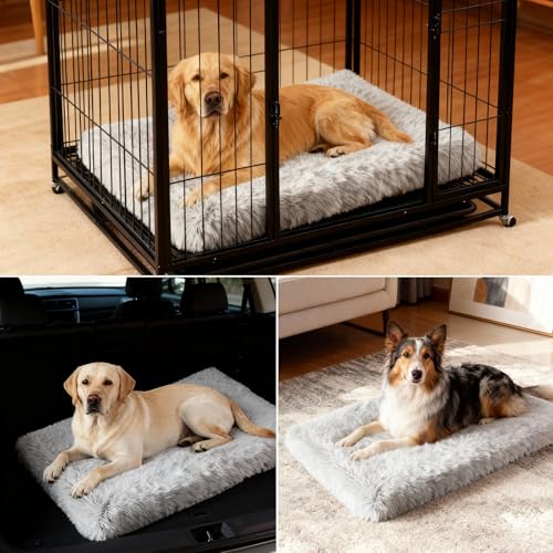 Orthopedic Memory Foam Dog Bed Large Size Crate Pad 41 x 27 Inch Gray