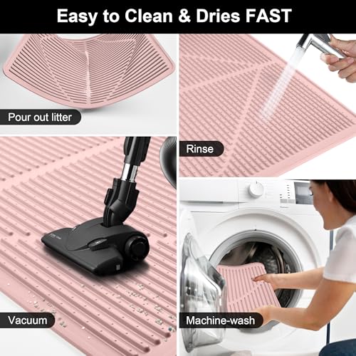 Mofason Silicone Cat Litter Mat XXL - Pink Extra Large Cat Litter Box mat