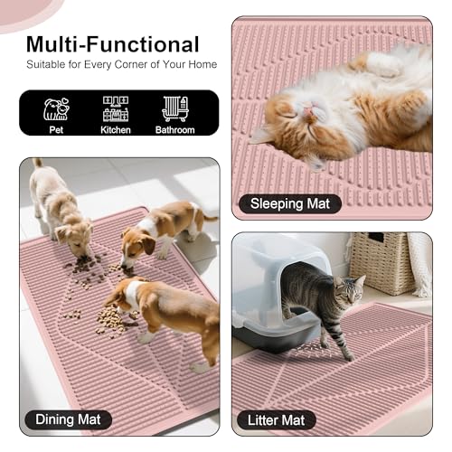 Mofason Silicone Cat Litter Mat XXL - Pink Extra Large Cat Litter Box mat