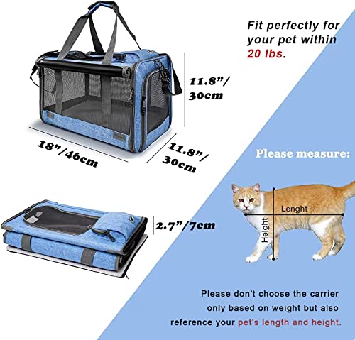 GAPZER Pet Carrier for Large and Medium Cat, Soft-Sided Pet Crate for Puppy