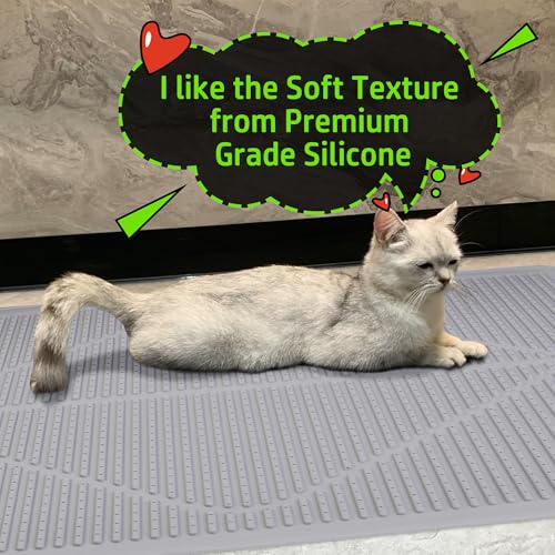 Mofason Silicone Cat Litter Mat XXL, Black Extra Large Litter Matt for Cat