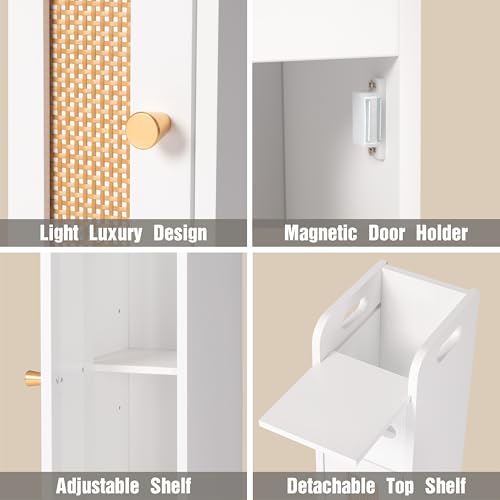 Small Bathroom Storage Cabinet with Toilet Paper Holder