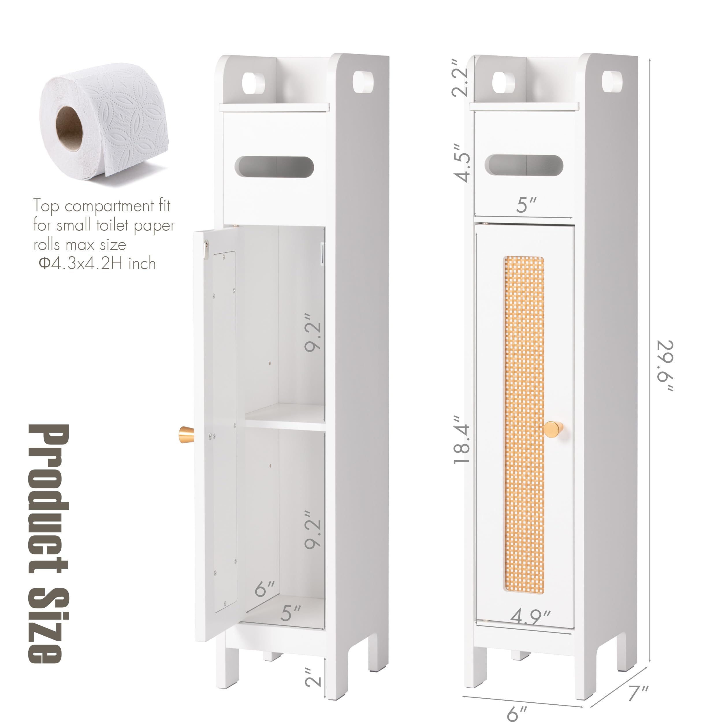 Small Bathroom Storage Cabinet with Toilet Paper Holder