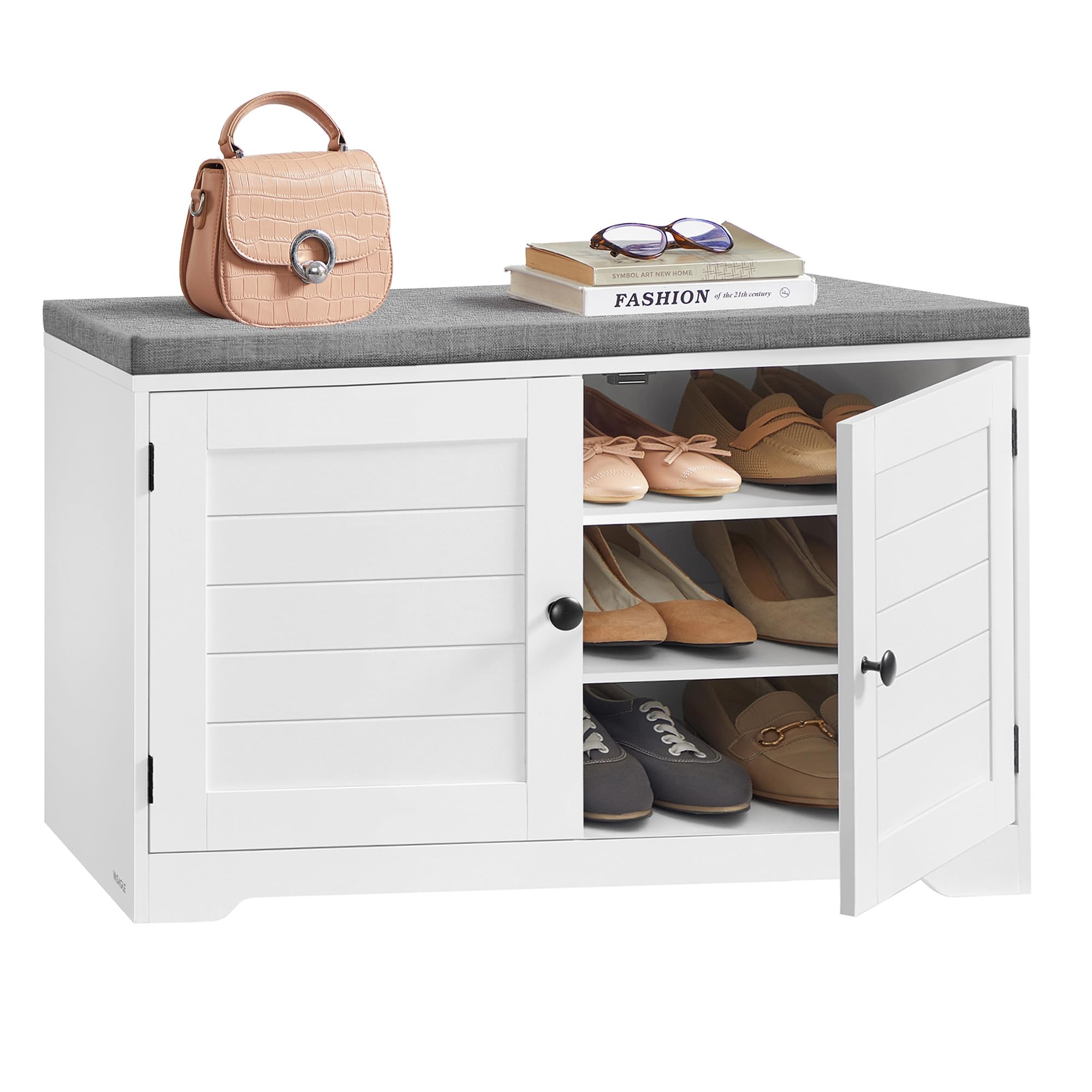 3-Tier Shoe Storage Bench with Cushion