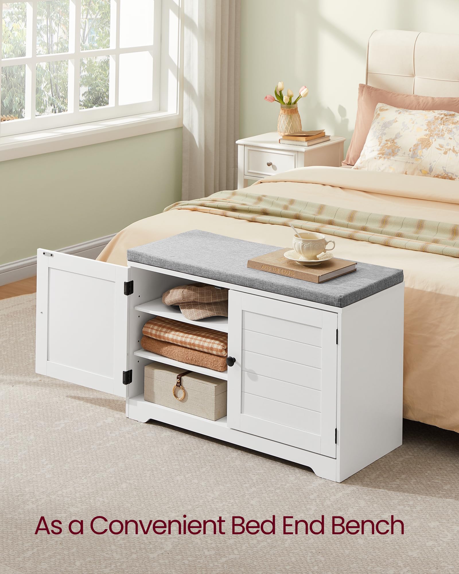 3-Tier Shoe Storage Bench with Cushion