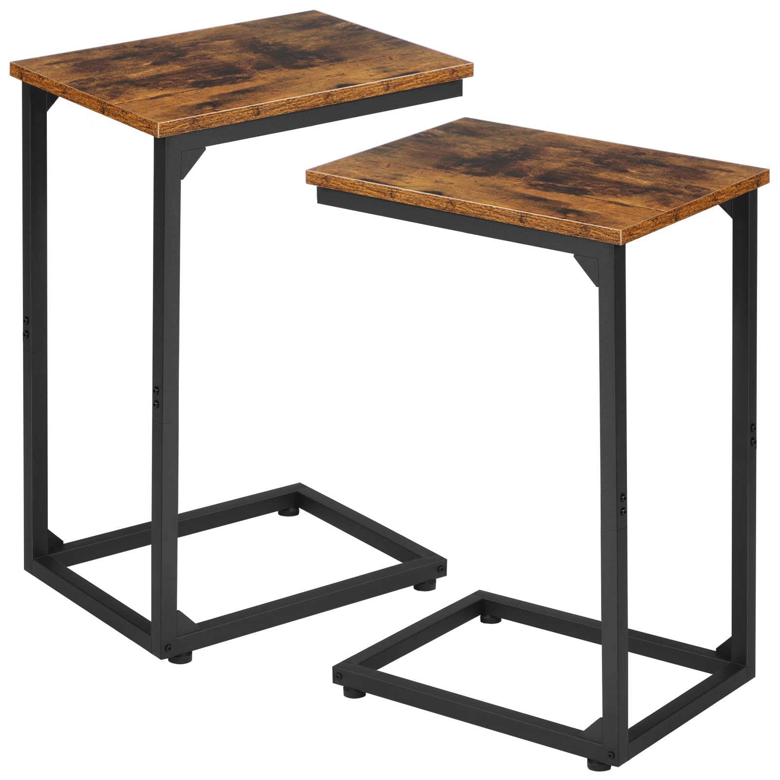 Shaped End Table Set of 2, Couch Side Table