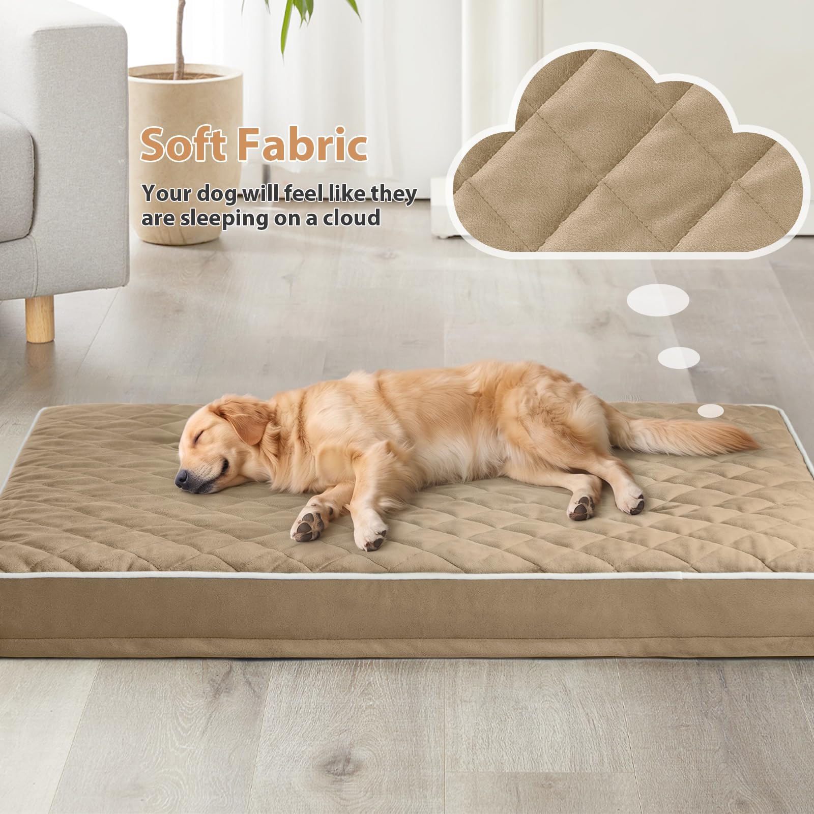 WNPETHOME Orthopedic Waterproof XL Dog Bed for Crate Cozy Sleep