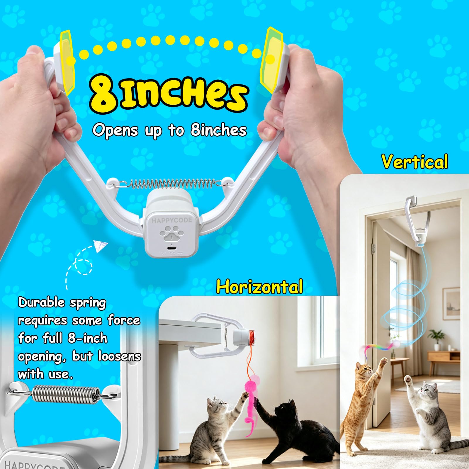 Interactive Cat Toy, Flapping Bird & Rotating Feather Teaser for Indoor Cats, Hanging Doorway Cat Toys with Fishing Pole for Exercise, Boredom Relief & Fun Games