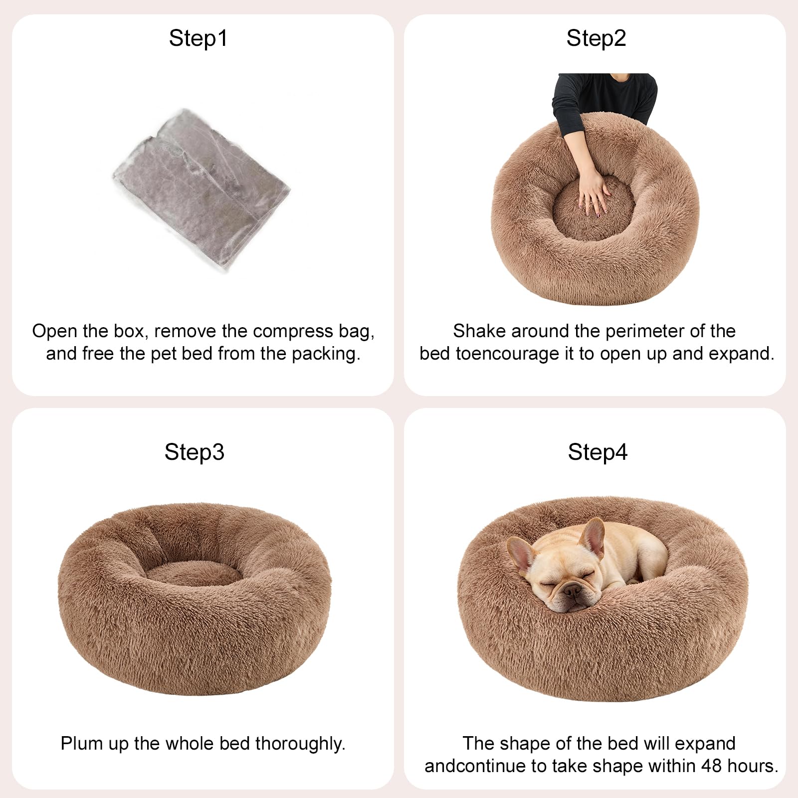 Donut Dog Bed for Medium Dogs Calming Round Washable Medium Sized Dog Bed