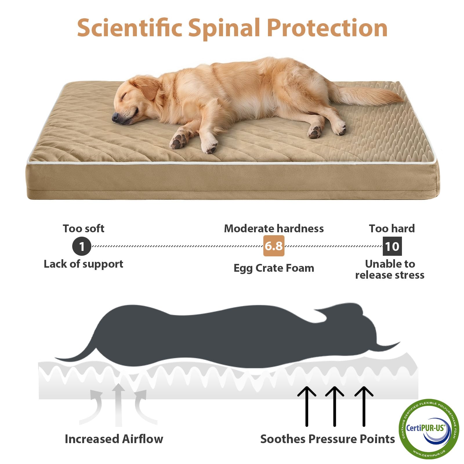 WNPETHOME Orthopedic Waterproof XL Dog Bed for Crate Cozy Sleep
