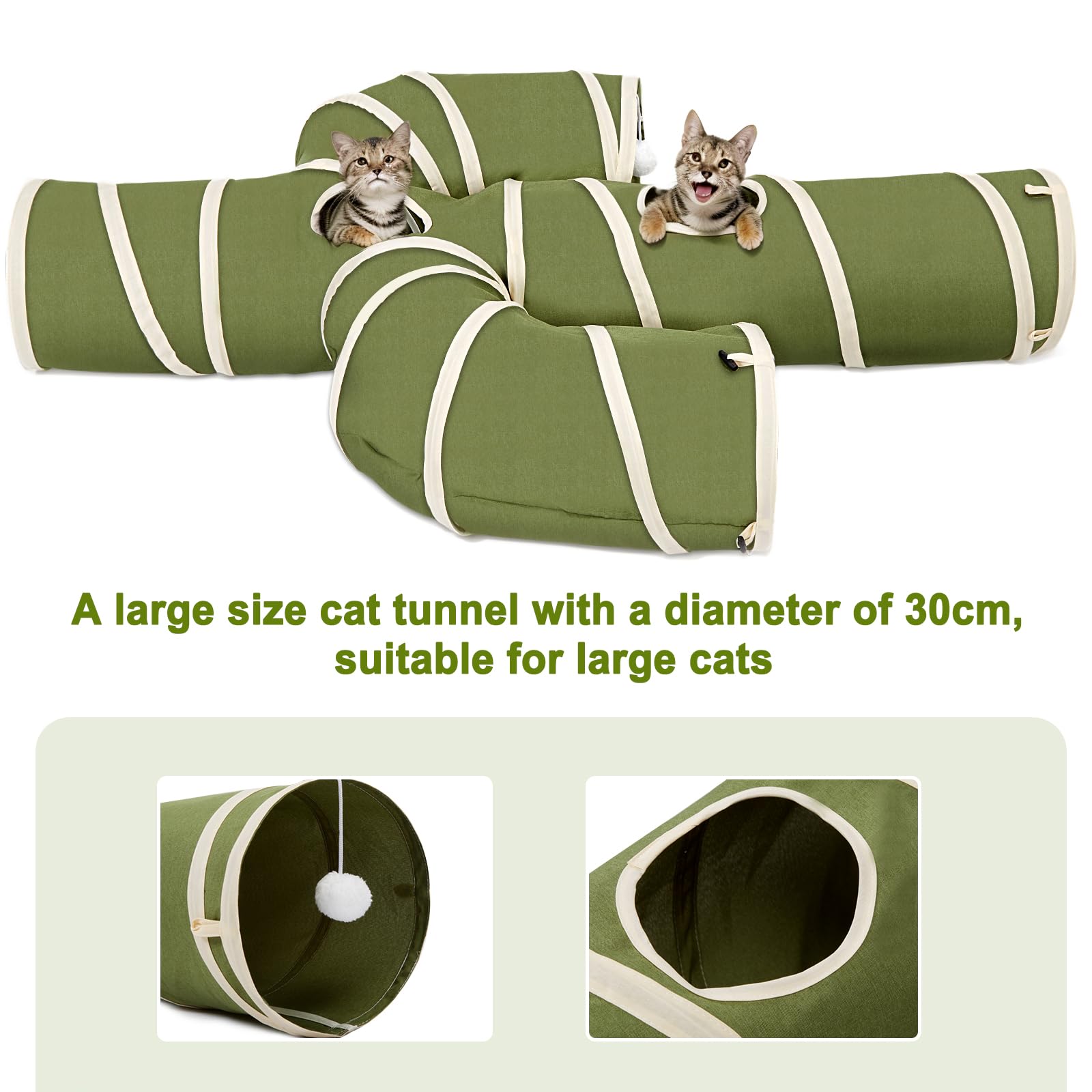 Ownpets Cactus Cat Tunnel 12" with Peek Holes for Indoor Large Cat, Green