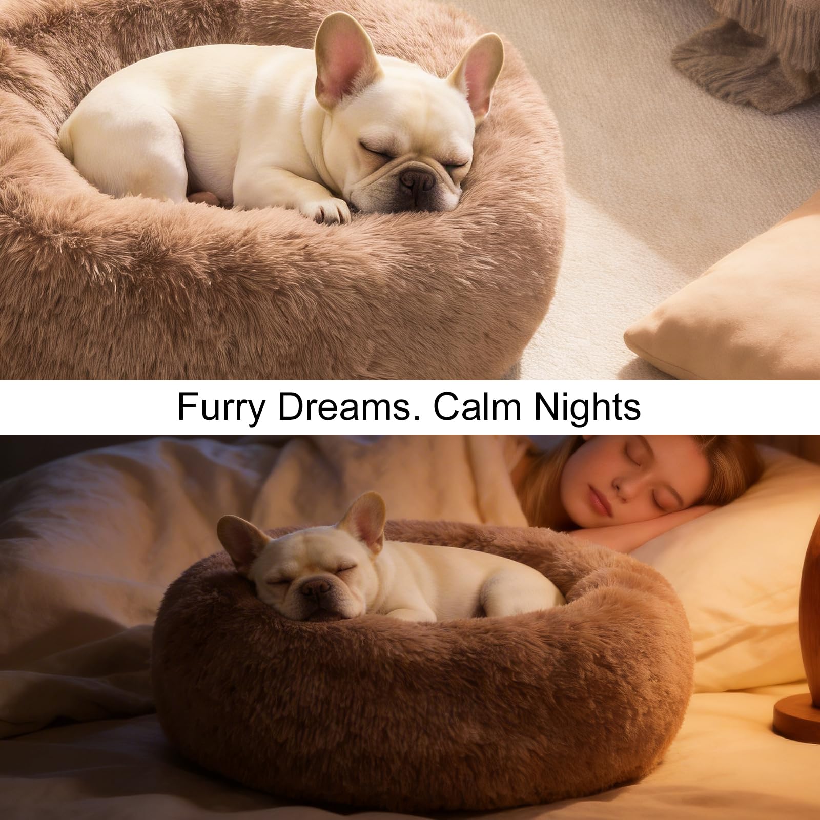 Donut Dog Bed for Medium Dogs Calming Round Washable Medium Sized Dog Bed