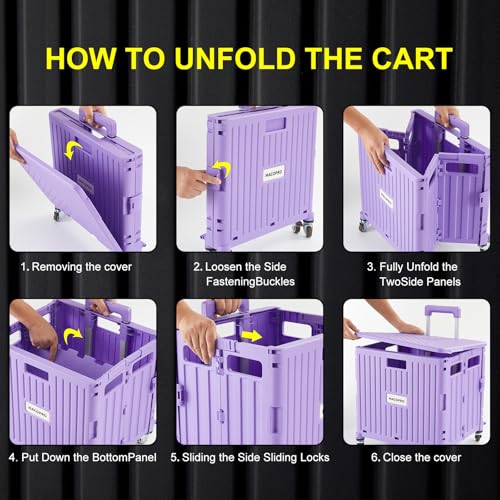 Foldable Utility Cart Folding Portable Rolling Crate Handcart